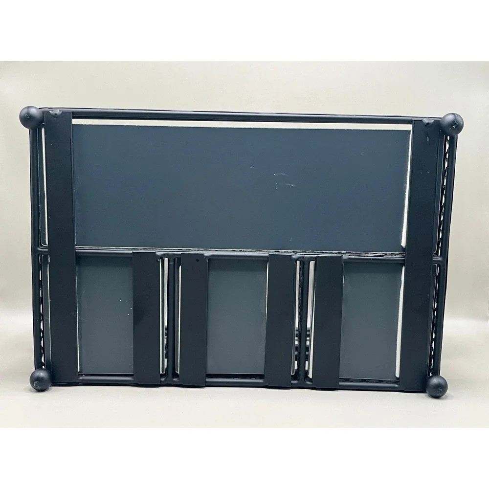 Black Metal 3 Tier Mirrored Vanity Organizer Makeup Jewelry Fretwork 9